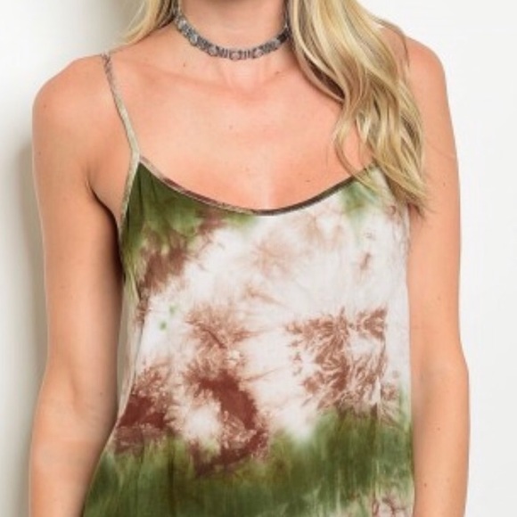 LAST//OLIVE TIE DYE FRINGE TANK TOP - Picture 7 of 10